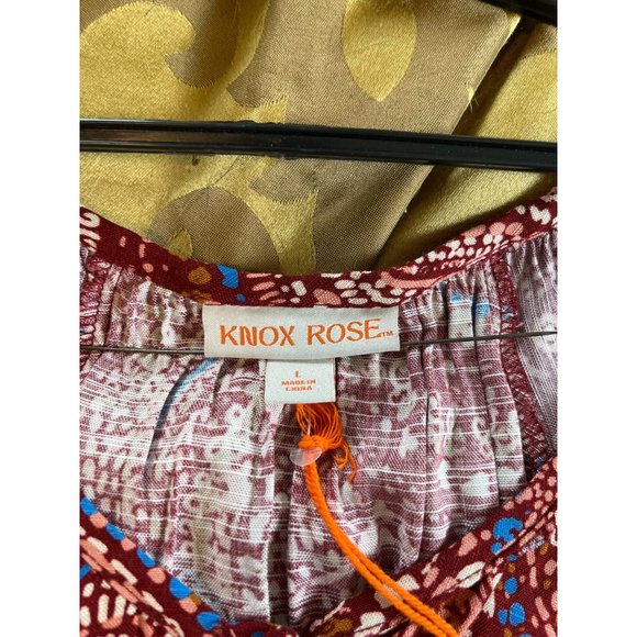 Knox Rose Tunic Blouse Large Multicolor Paisley Boho Peasant Long Sleeve NWT - Picture 3 of 9